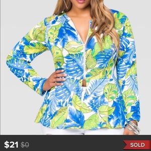 •Ashley Stewart• Printed Peplum Jacket